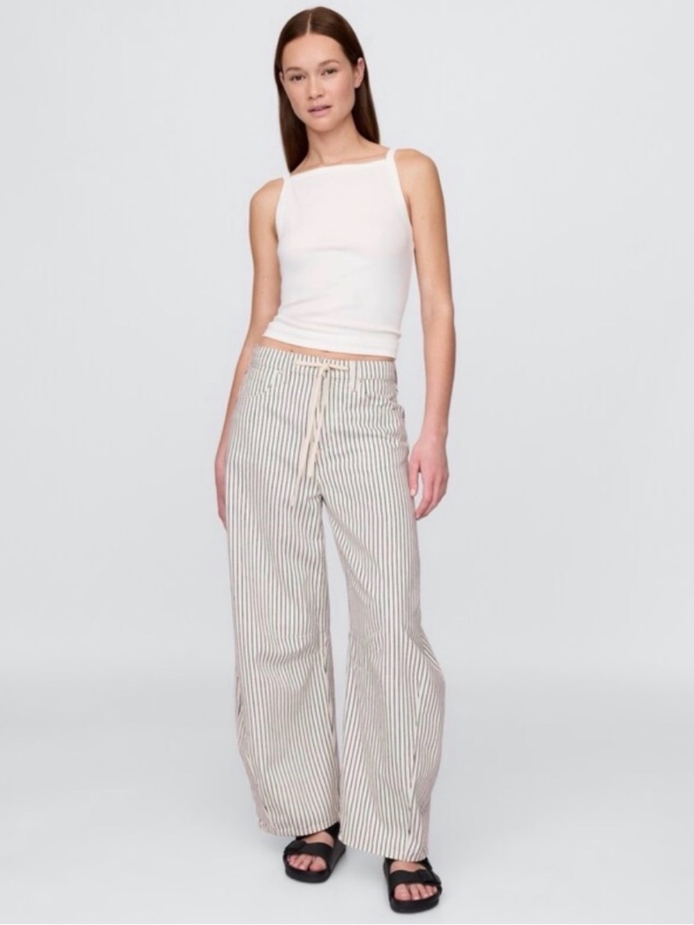 GAP High Rise Railroad Stripe Denim Horseshoe Jeans
